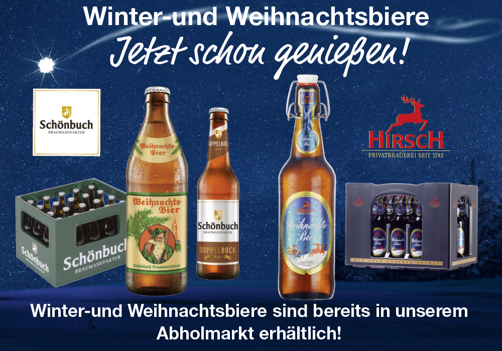 Winterbiere und Weihnachtsbiere erhältlich bei Drinkscout24 in Unterensingen und Reudern