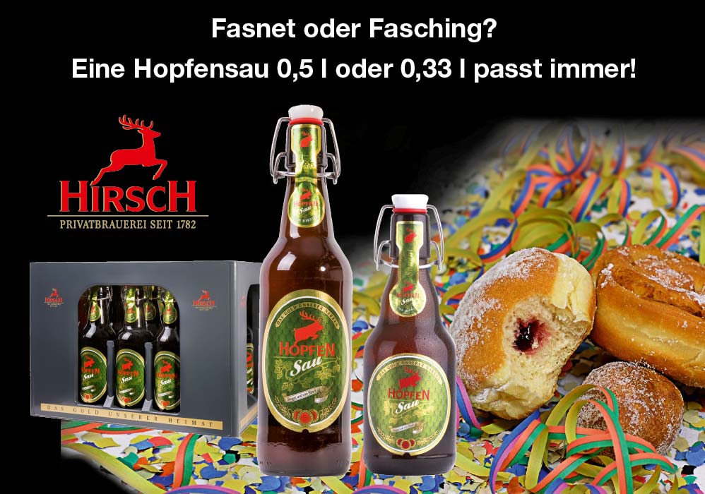 Hopfensau von der Hirsch Brauerei in 0,5 und 0,33 bei Drinkscout25 in Unterensingen und Reudern oder geliefert